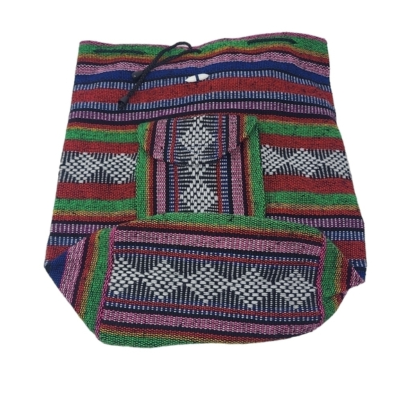 Unbranded | Multicolored Bohemian Baja Fabric Backpack or Bookbag (One Size) - Picture 12 of 14